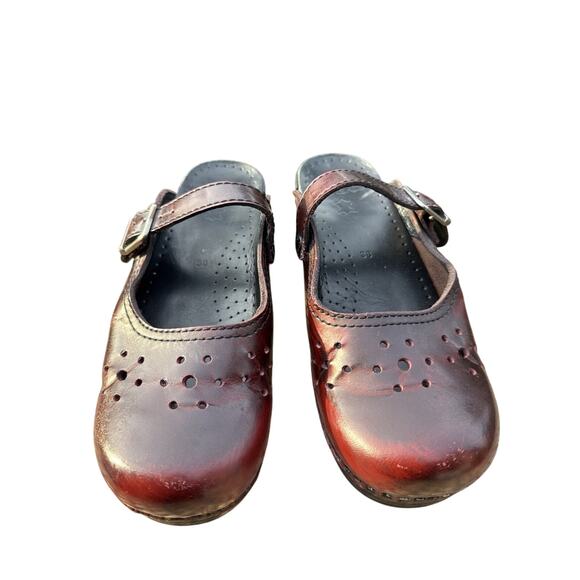 Dansko Mary Jane Mules Clogs Shoes Women's Size 38 EU 8 US Burgundy Leather - Picture 2 of 16